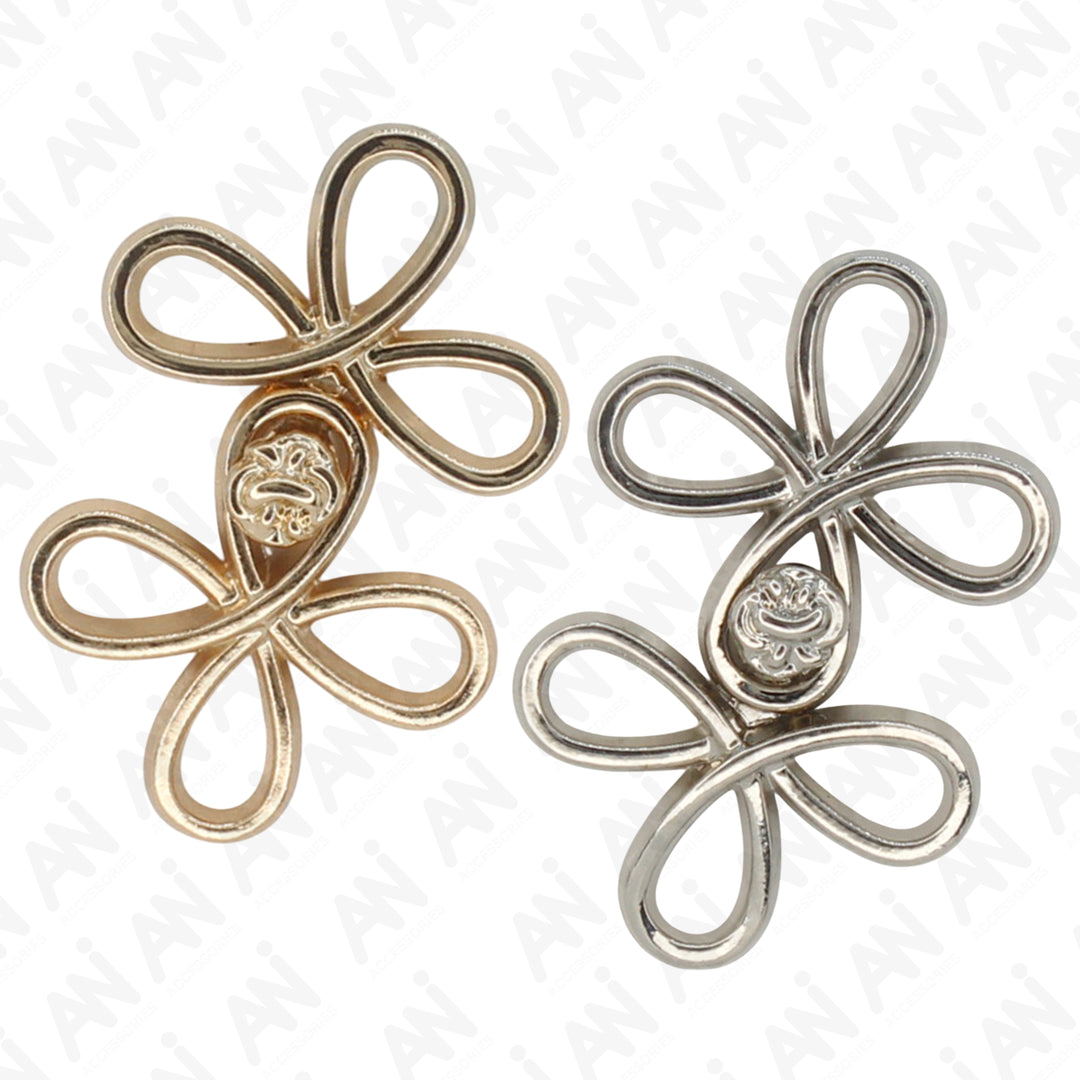 Four-leaf clover-shaped frog closure metal button