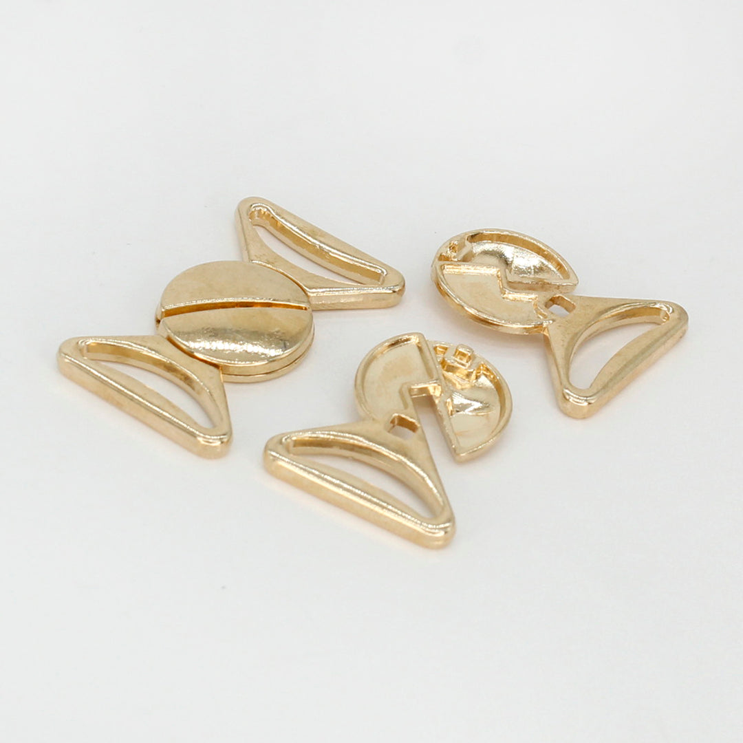 Shimmering golden bow design frog closure metal button