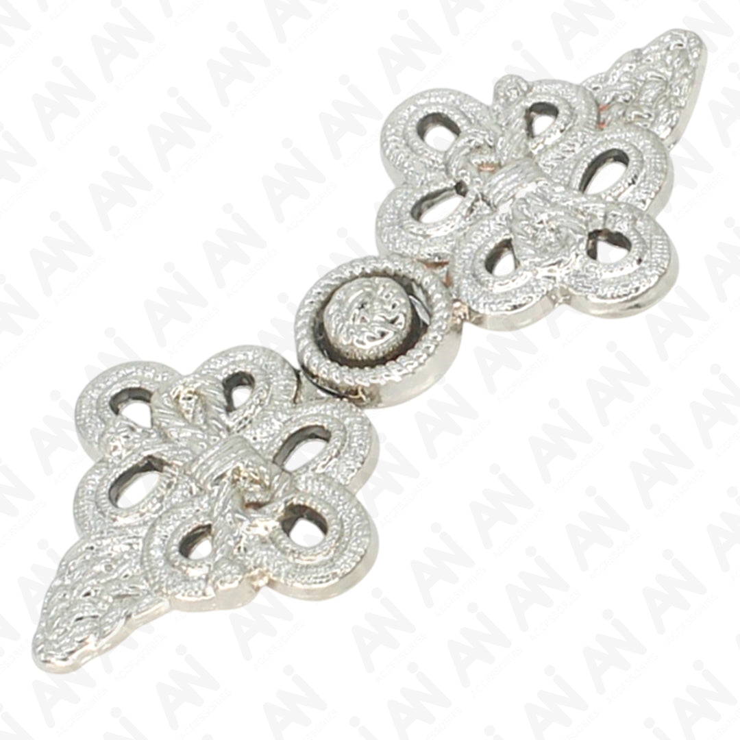 Symmetrical floral design Frog closure metal button