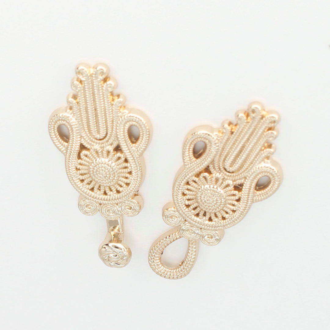 Two side golden sunflower design Frog closure metal button