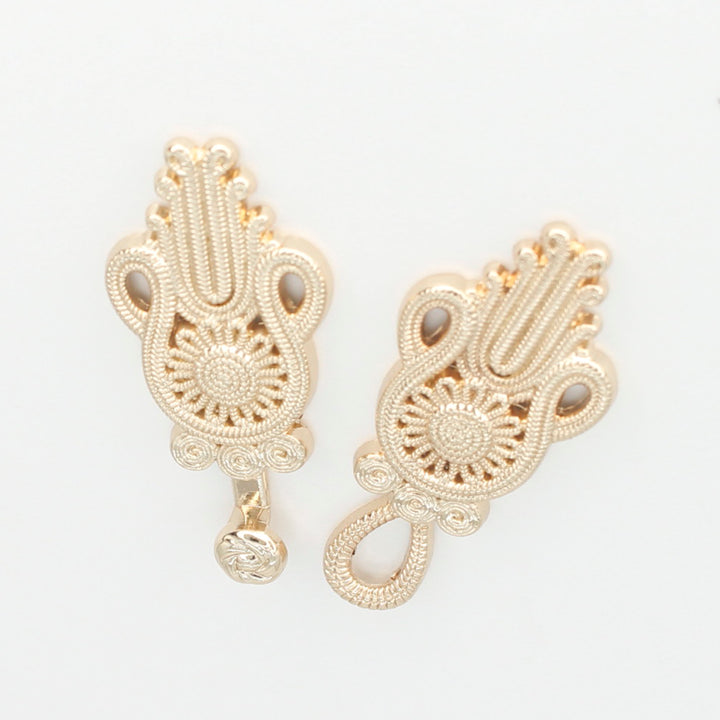 Two side golden sunflower design Frog closure metal button