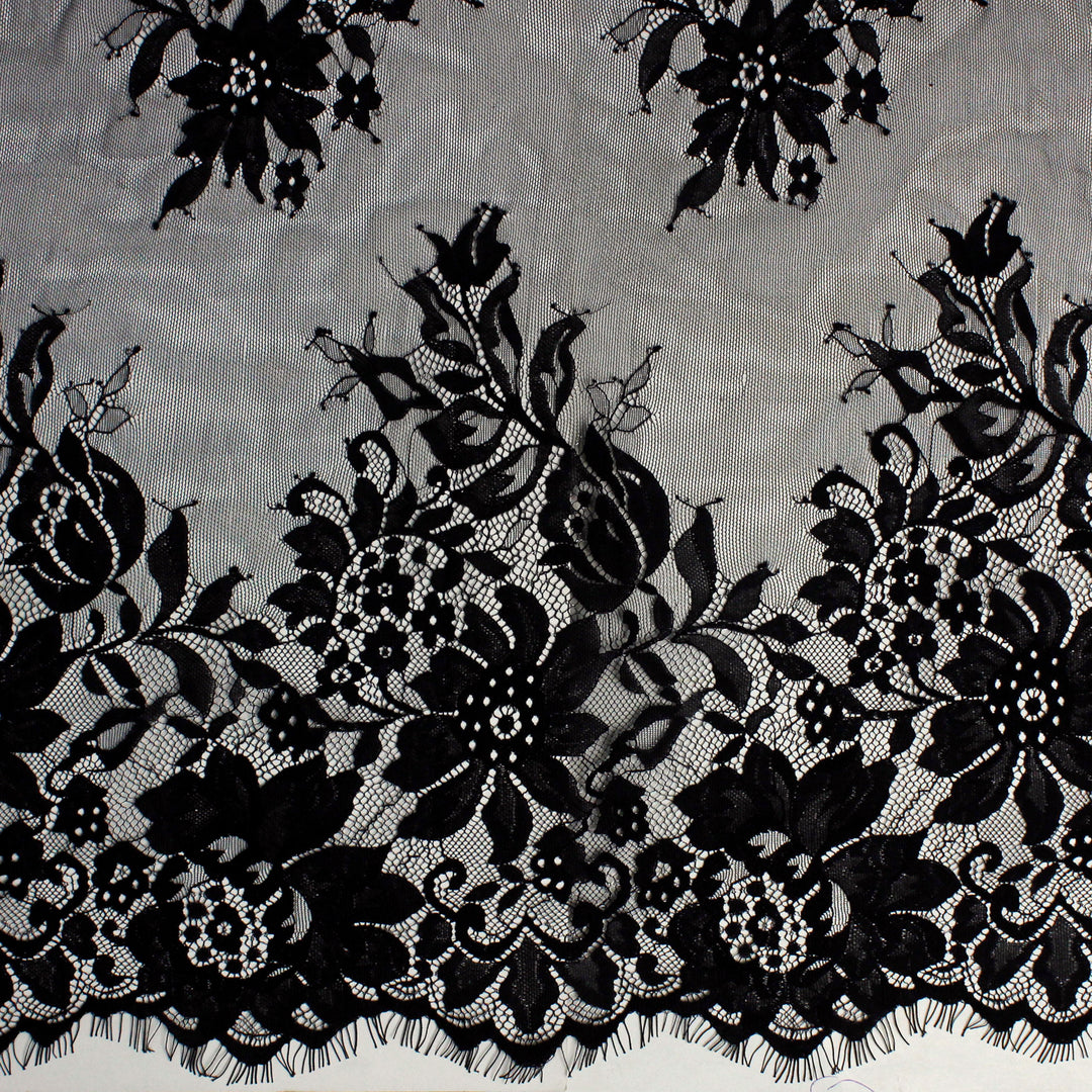 3 Meters Length & 60 Inches Width | Floral Scalloped Eye Lash Lace Fabric