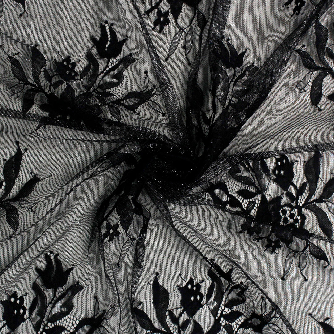 3 Meters Length & 60 Inches Width | Floral Scalloped Eye Lash Lace Fabric