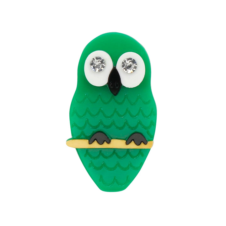 Emerald Owl Brooch Pin