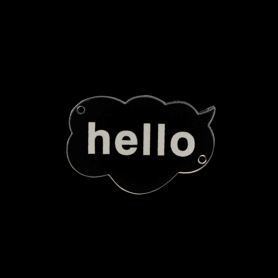 Hello Acrylic Sewable Tag Embellishment