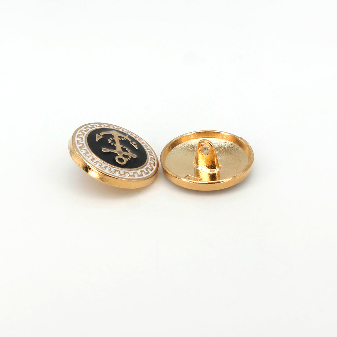 Gold and Black Anchor Metal Button (8 Big + 8 Small)