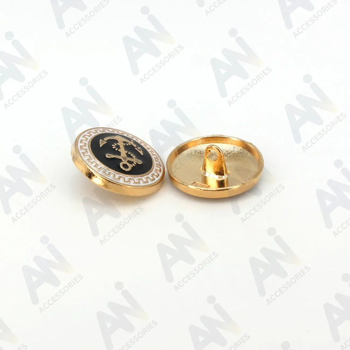 Gold and Black Anchor Metal Buttons | 18mm(28L) & 23mm(36L)