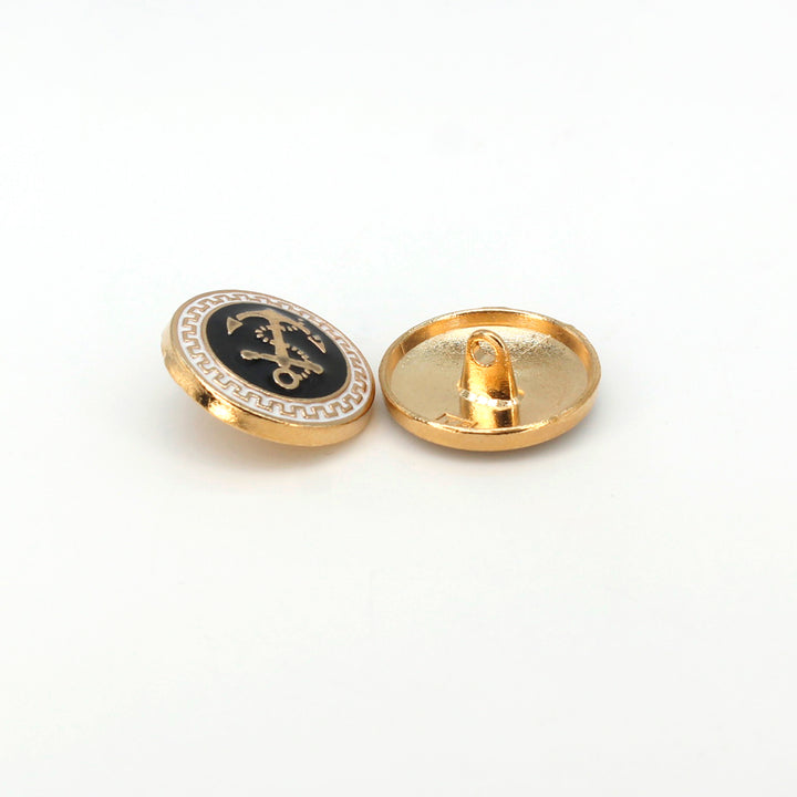 Gold and Black Anchor Metal Button (7 Big + 7 Small)