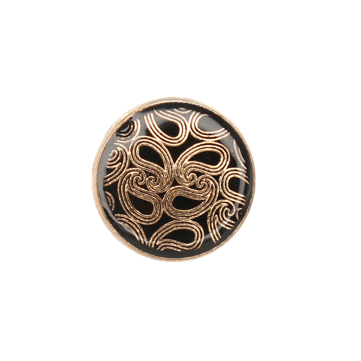 Golden Paisley Design with Black Color Shank Metal Button( 6 Big + 6 Small)