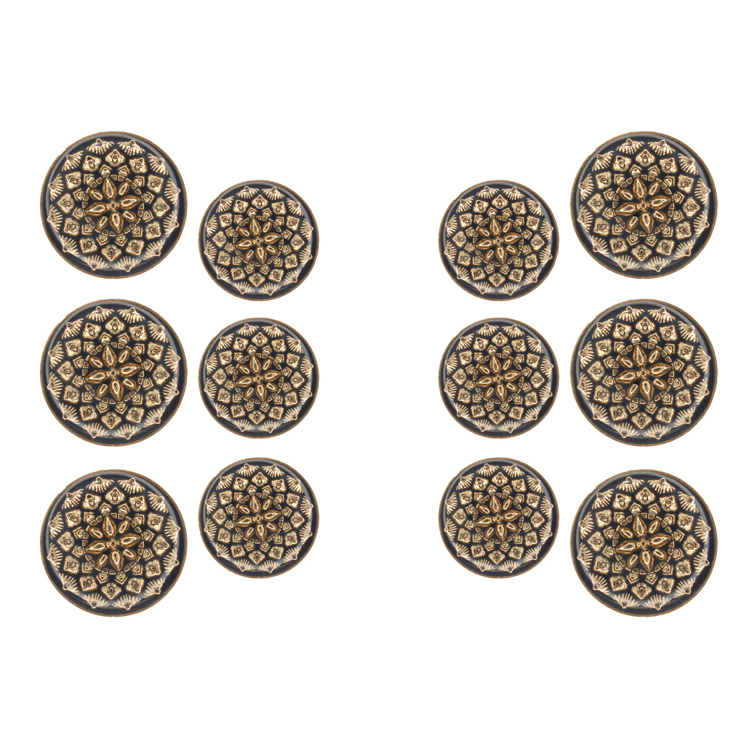 Black and Gold Intricate Floral Buttons