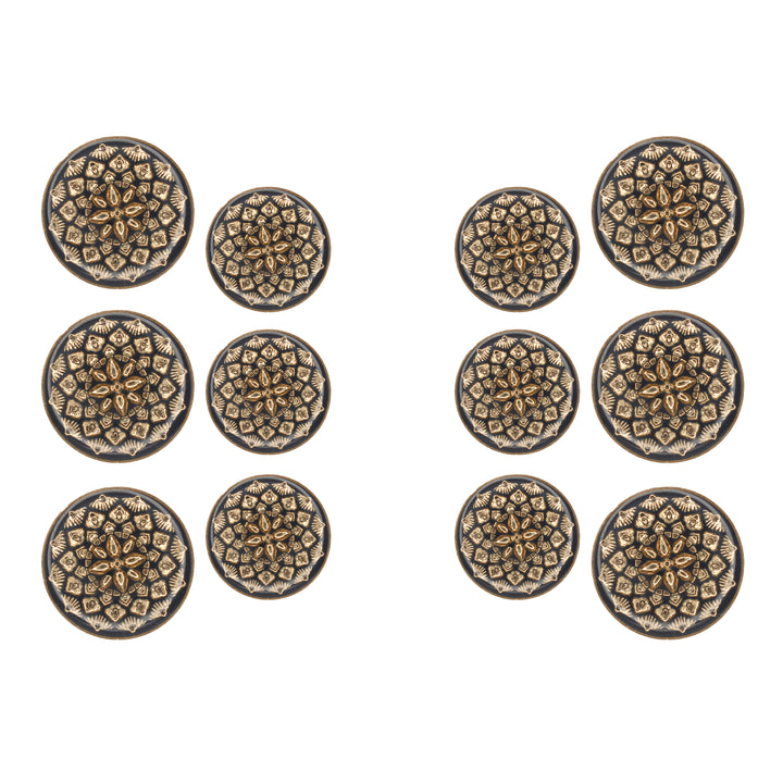 Black and Gold Intricate Floral Buttons