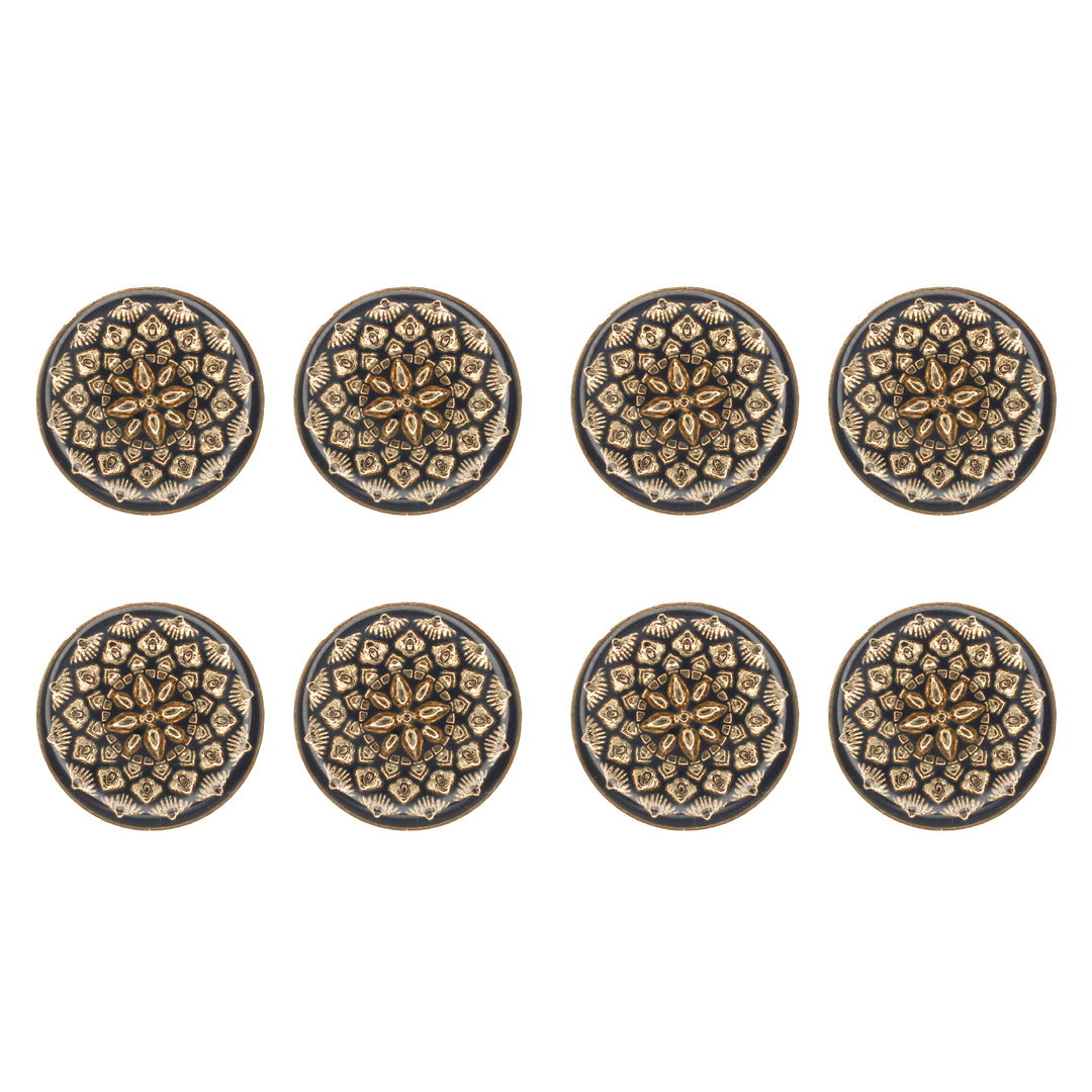 Black and Gold Intricate Floral Buttons