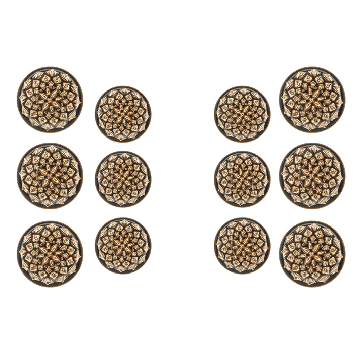 Black and Gold Intricate Floral Buttons