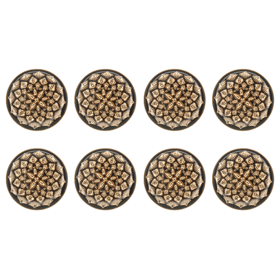 Black and Gold Intricate Floral Buttons