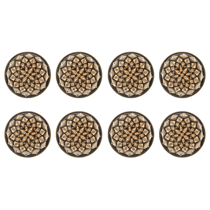 Black and Gold Intricate Floral Buttons