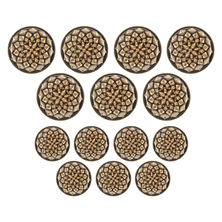 Black and Gold Intricate Floral Buttons