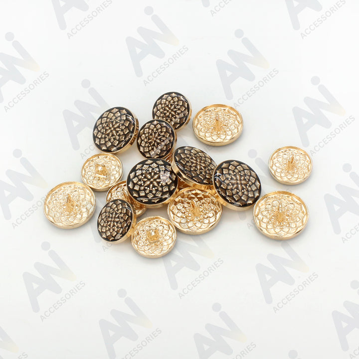 Black and Gold Intricate Floral Buttons