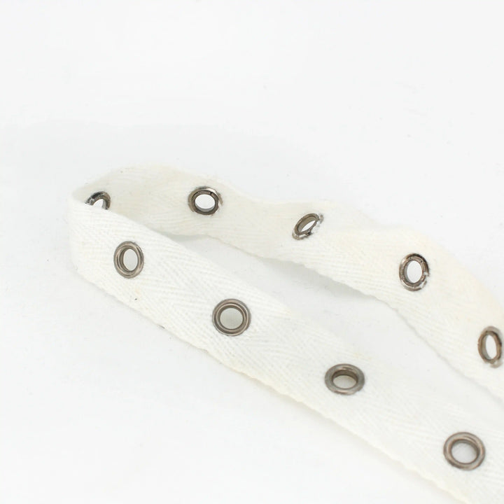 White Herringbone Fabric with Grommets