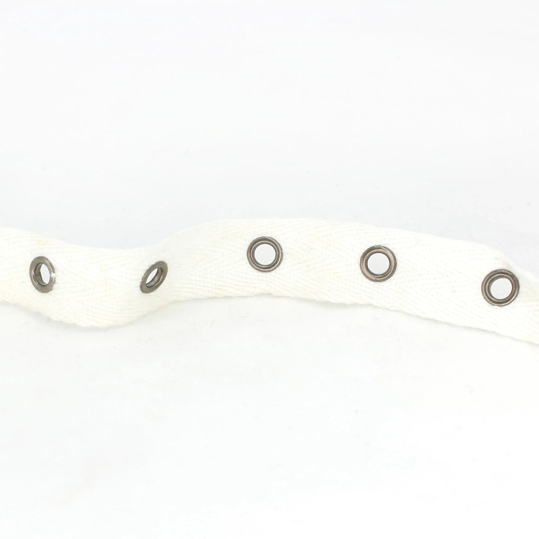 White Herringbone Fabric with Grommets