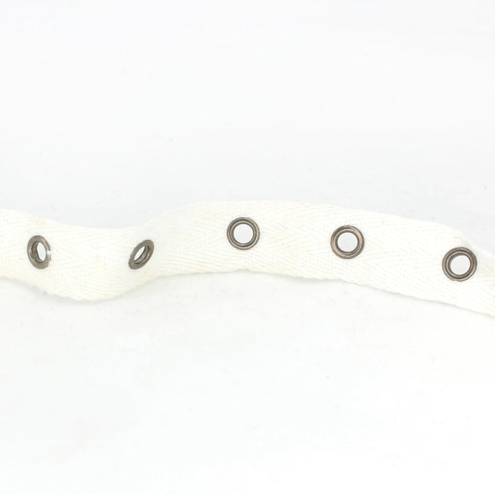 White Herringbone Fabric with Grommets