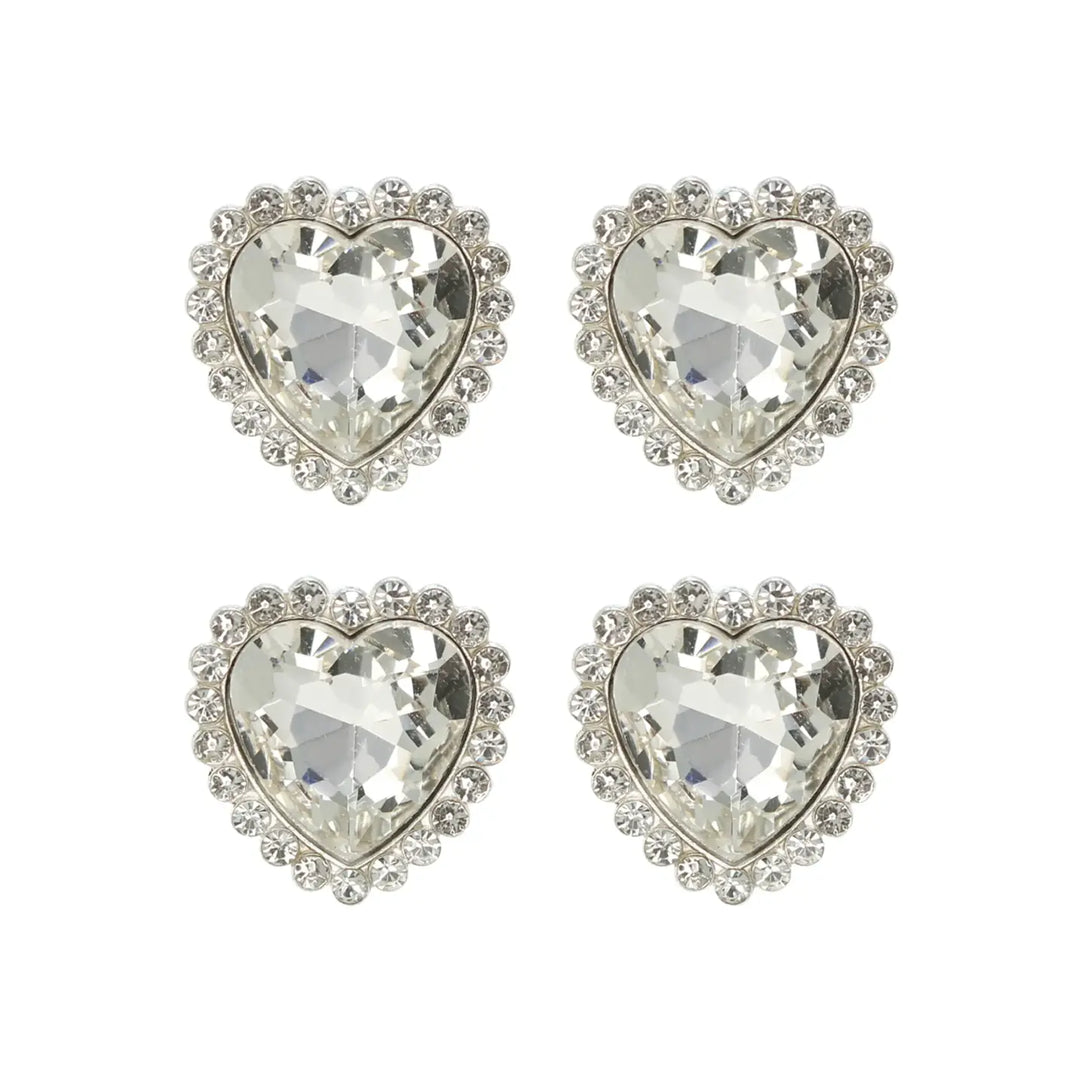 Diamond Heart shape Silver Metal Buttons | 19mm(30L) & 25mm(40L)