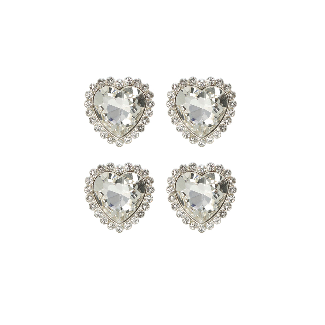 Diamond Heart shape Silver Metal Buttons