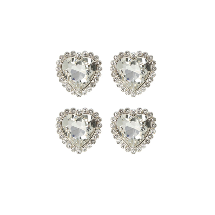 Diamond Heart shape Silver Metal Buttons