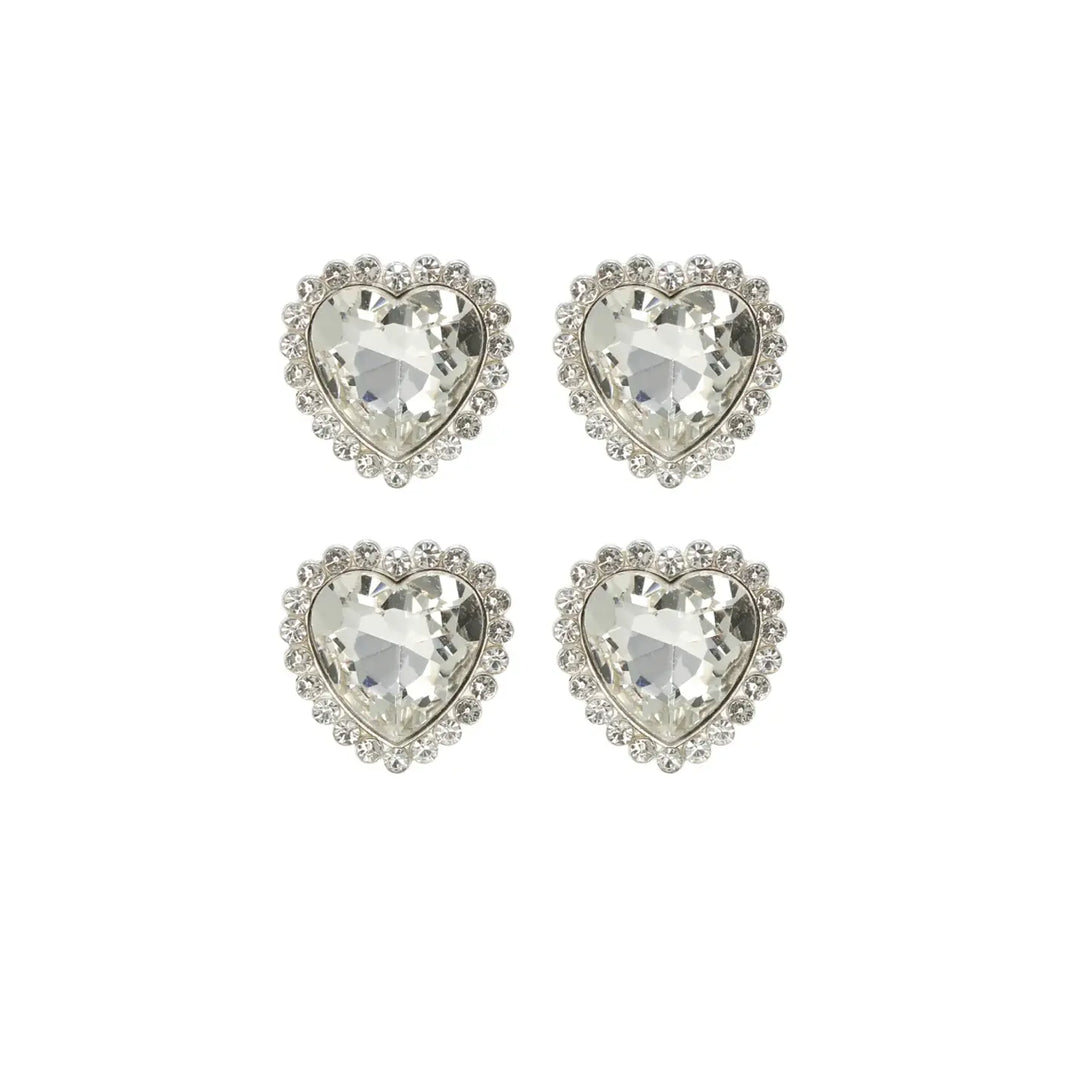 Diamond Heart shape Silver Metal Buttons | 19mm(30L) & 25mm(40L)