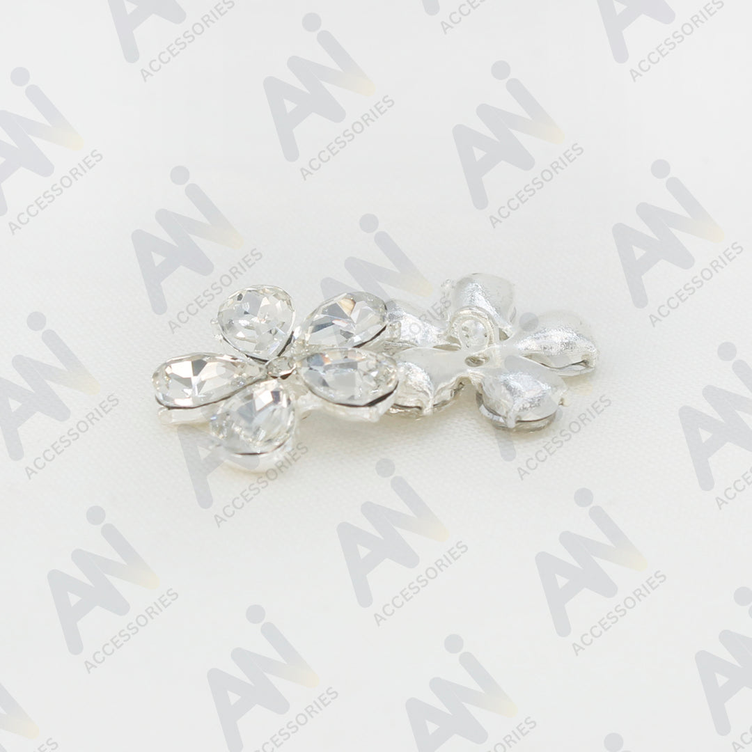 Rhinestone Flower Metal Buttons