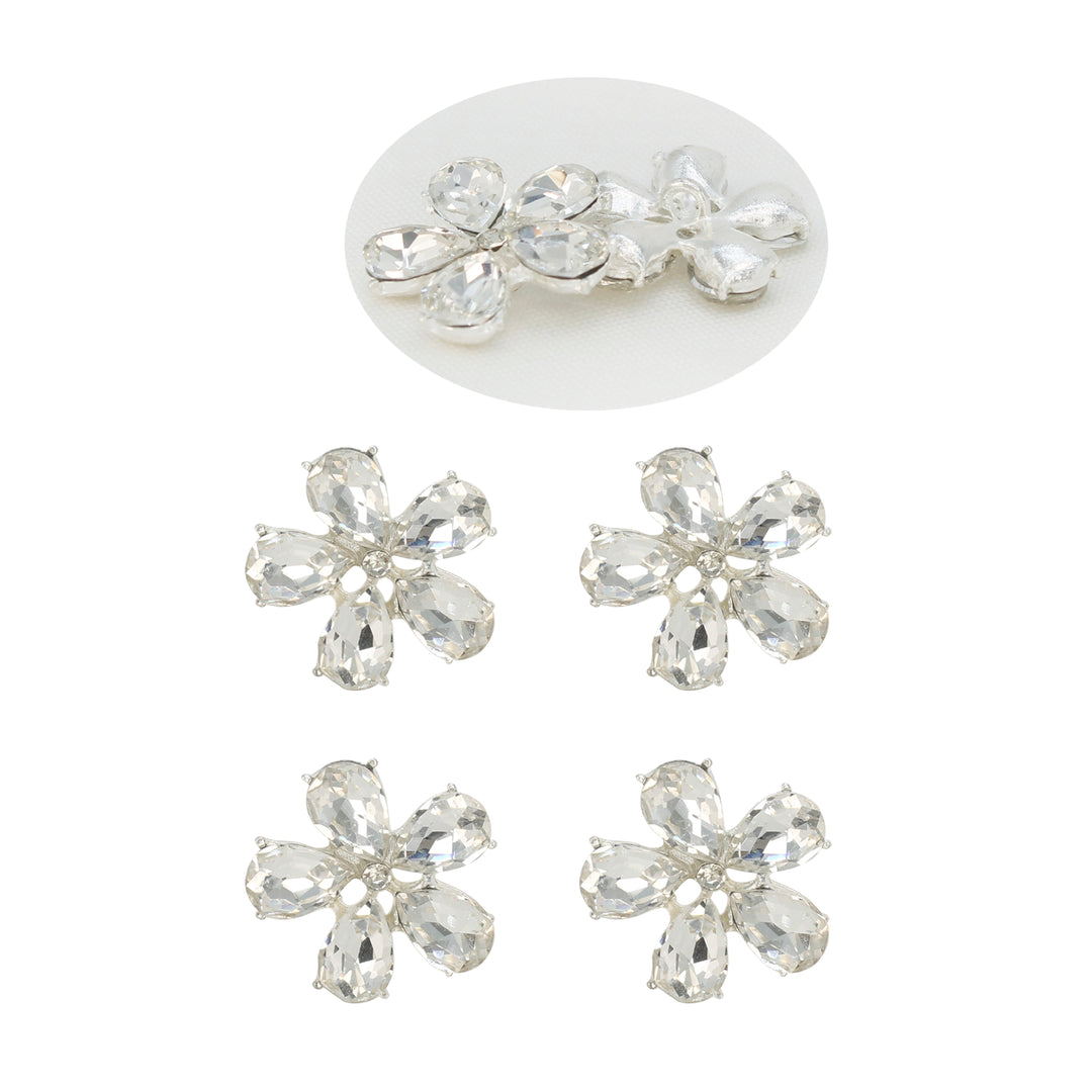 Rhinestone Flower Metal Buttons