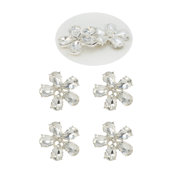 Rhinestone Flower Metal Buttons