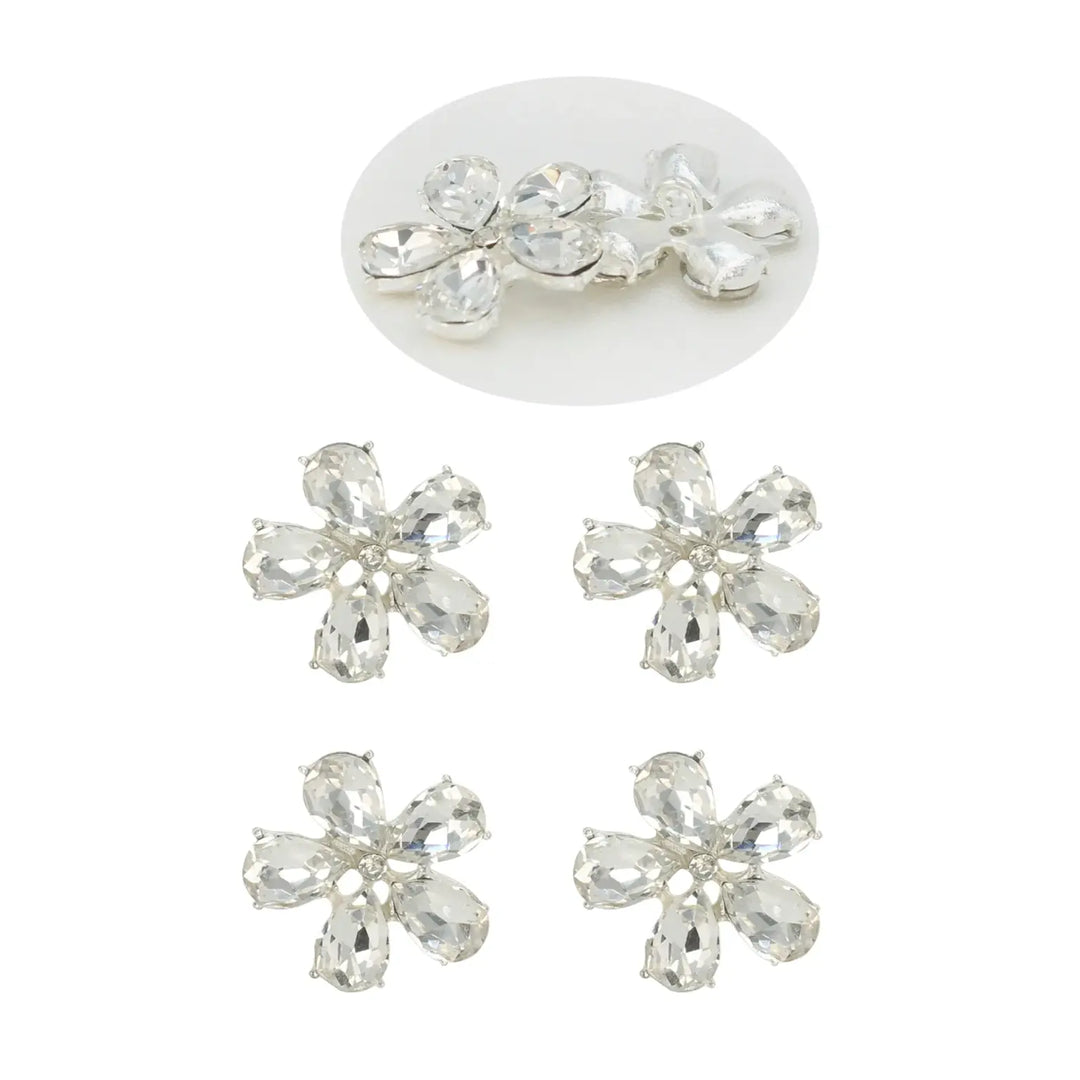 Rhinestone Flower Metal Buttons | 25mm(40L)