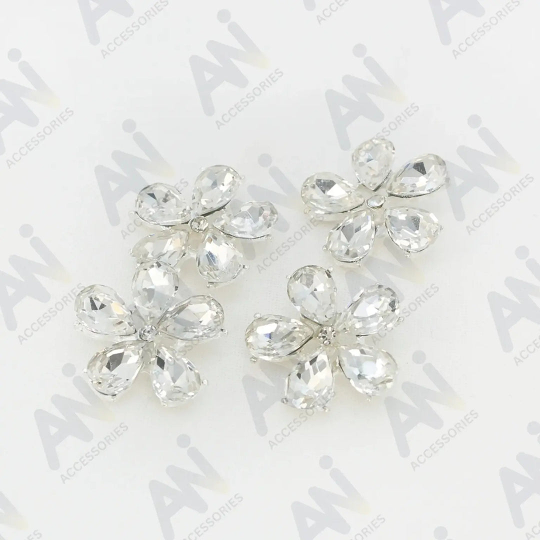 Rhinestone Flower Metal Buttons | 25mm(40L)