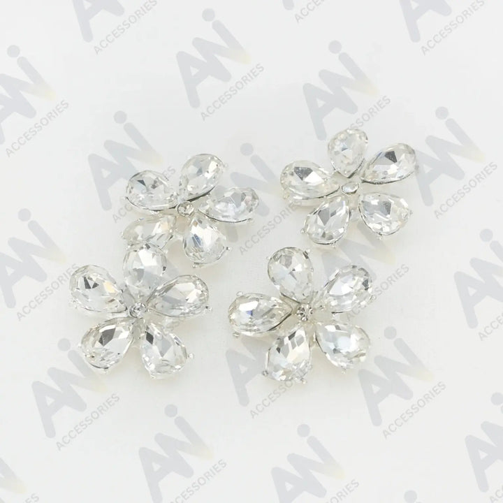 Rhinestone Flower Metal Buttons | 25mm(40L)