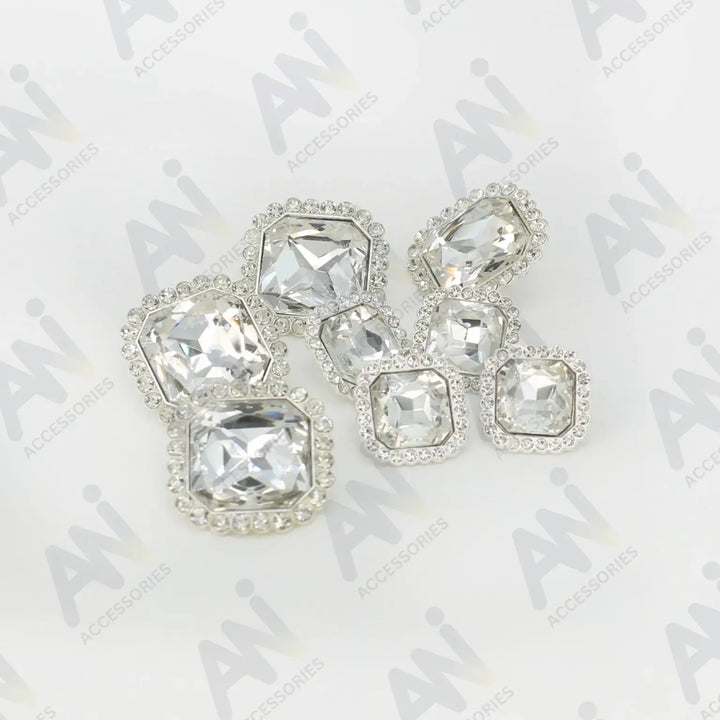 Elegant Rhinestone Silver Metal Buttons | 13mm, 21mm & 28mm