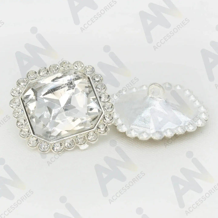 Elegant Rhinestone Silver Metal Buttons | 13mm, 21mm & 28mm