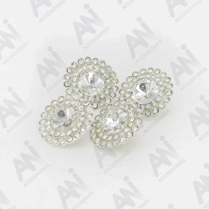 Dome Rhinestone Floral Design Metal Buttons | 20mm(32L)