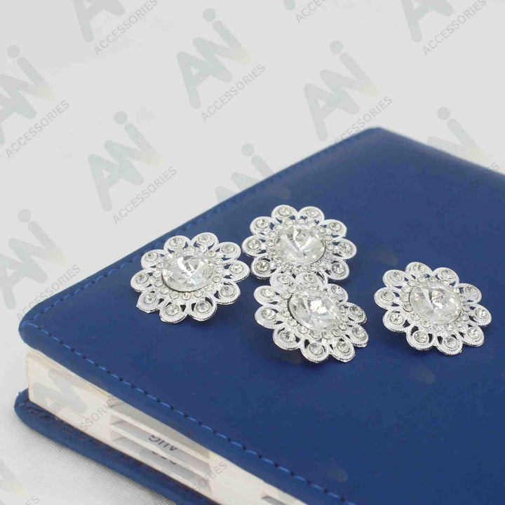 Sunflower Style Dome Rhinestone Metal Buttons | 28mm(44L)