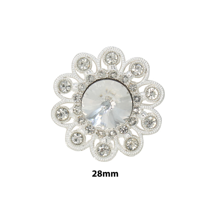 Sunflower Style Dome Rhinestone Metal Buttons