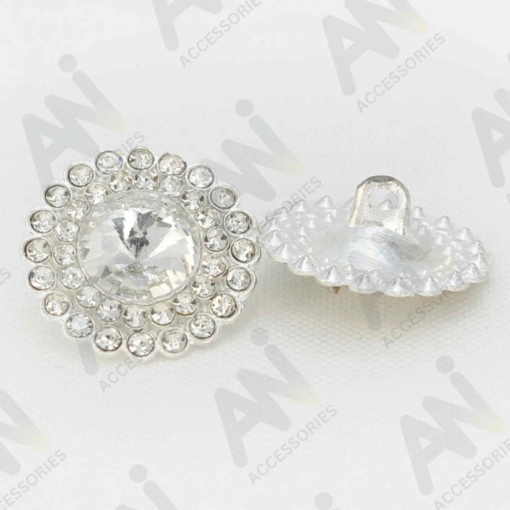 Dome Rhinestone Floral Design Metal Buttons | 20mm(32L)