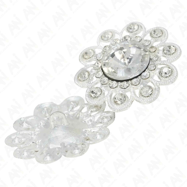 Sunflower Style Dome Rhinestone Metal Buttons | 28mm(44L)