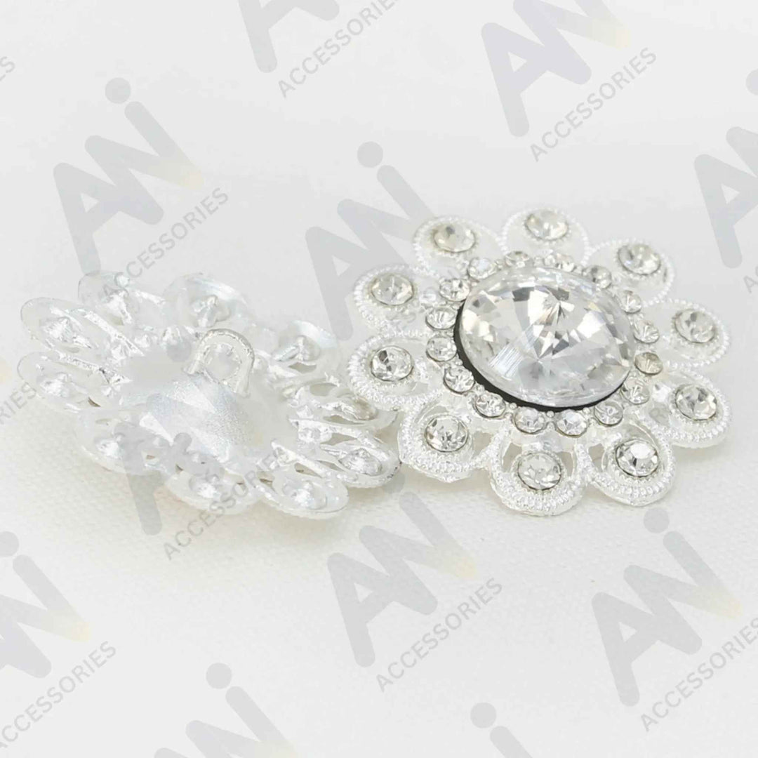 Sunflower Style Dome Rhinestone Metal Buttons | 28mm(44L)