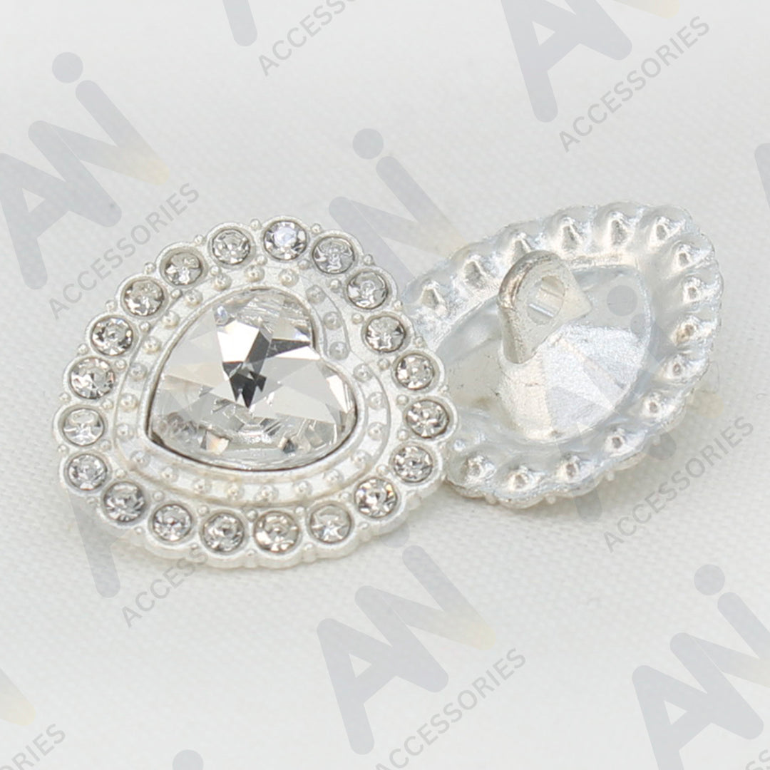 Heart Shape Rhinestone Metal Buttons