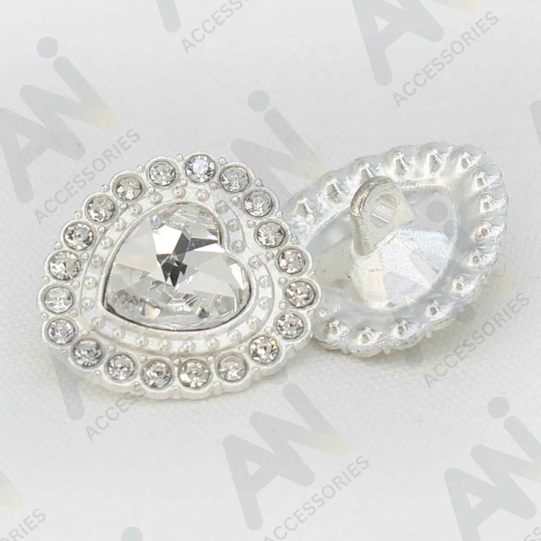 Heart Shape Rhinestone Metal Buttons | 21mm(34L)