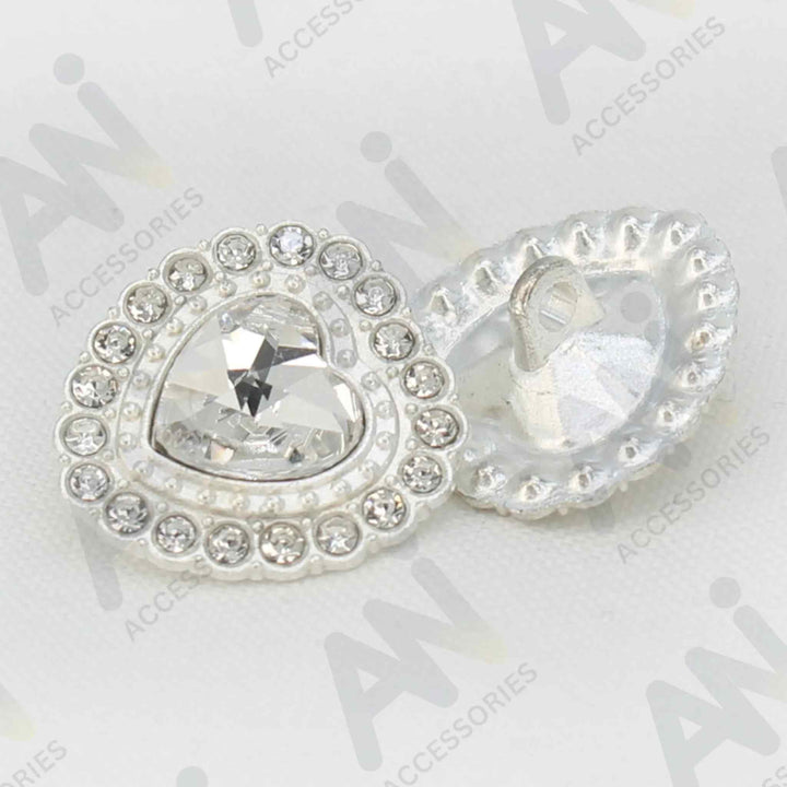 Heart Shape Rhinestone Metal Buttons | 21mm(34L)