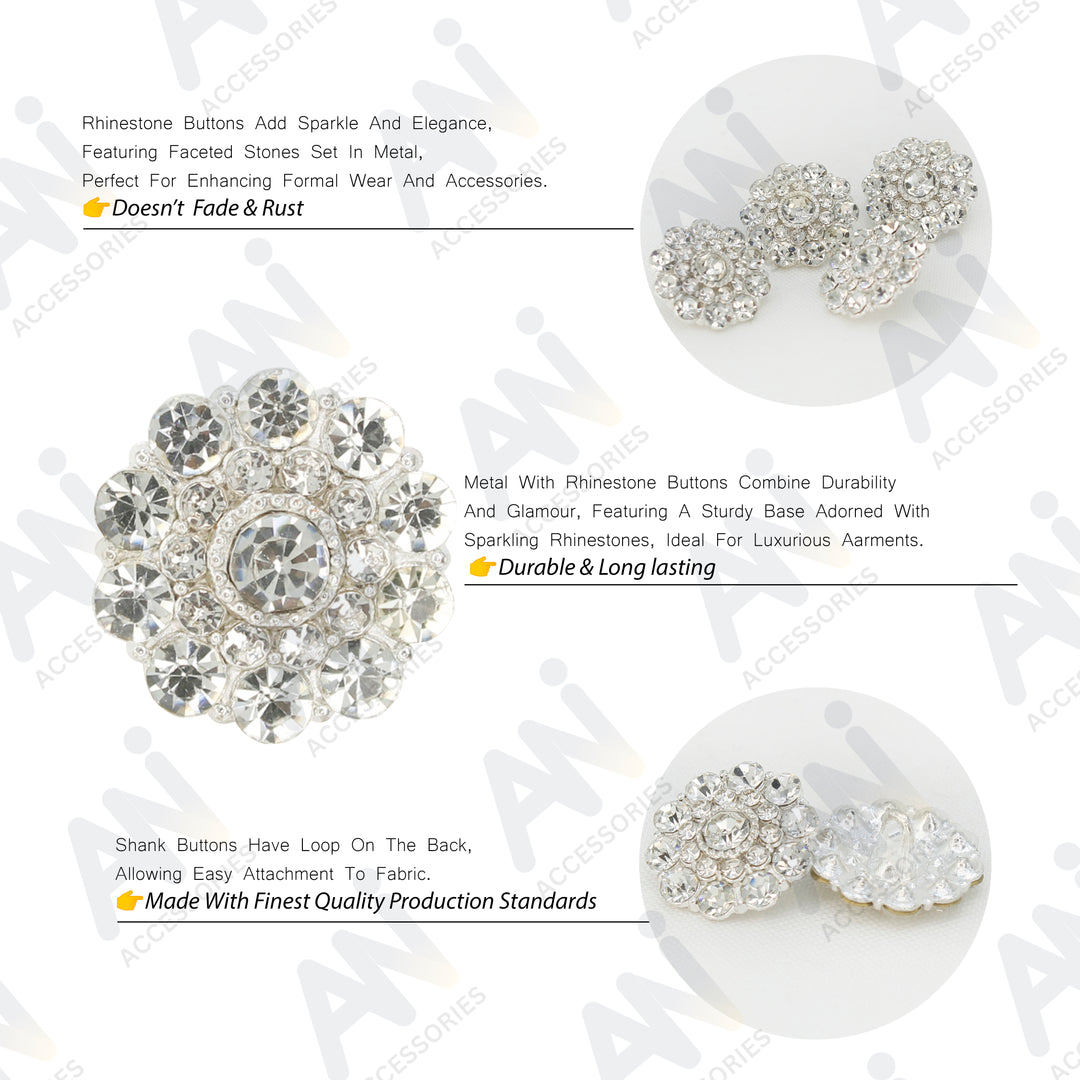 Sparkling Circle Metal Buttons