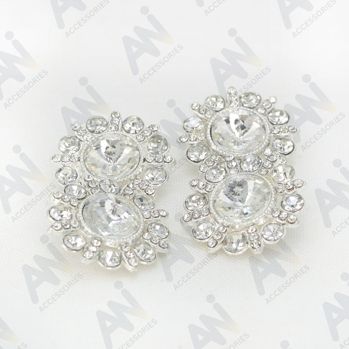 Dome Rhinestone Silver Metal Buttons