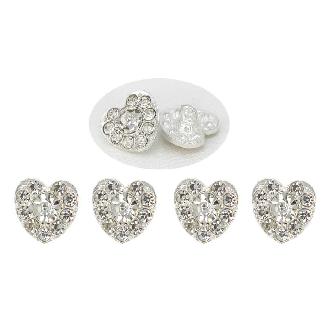 Heart Shape Dome Rhine Stone Buttons