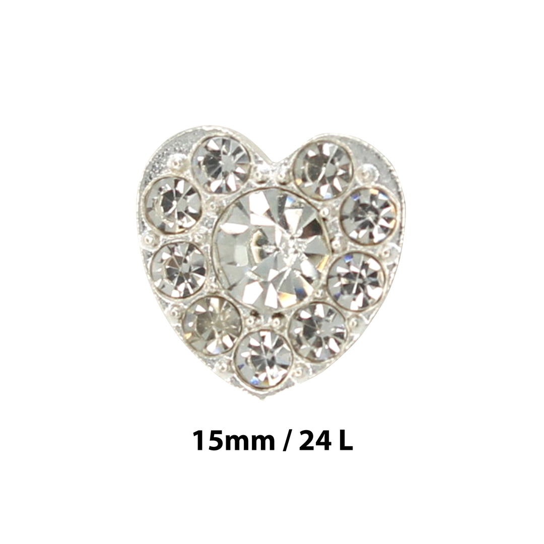 Heart Shape Dome Rhine Stone Buttons