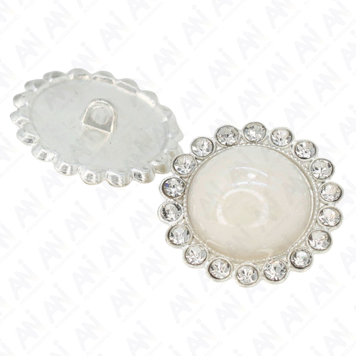 Pearl Rhinestone Shank Metal Buttons